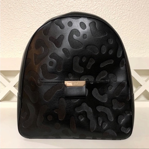 Roberto Cavalli Sofia Black Leather Leopard Print Mini Backpack Purse NWT - Picture 12 of 13